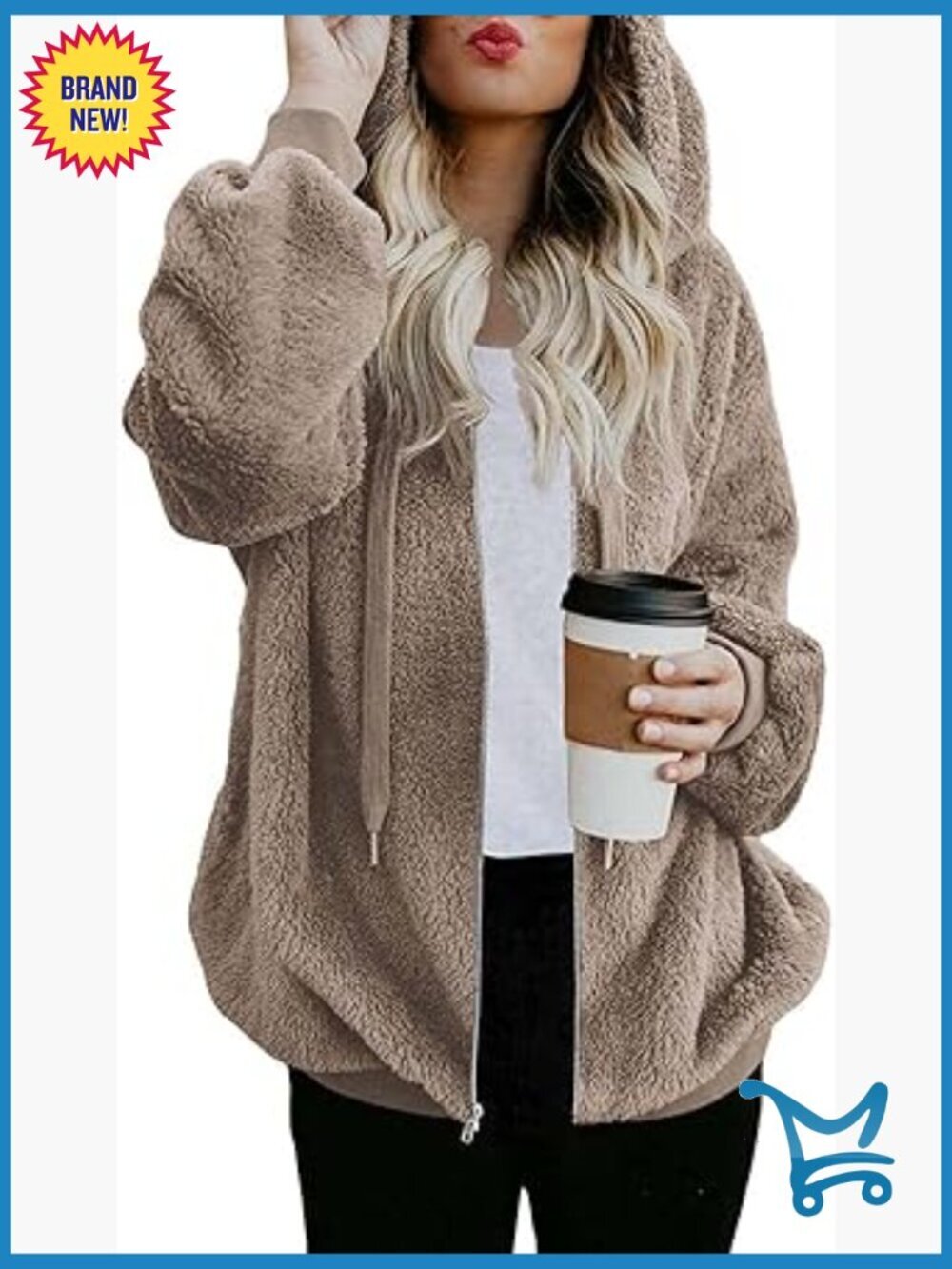 Oversized Sherpa Fleece Jacket Zip Up Hoodie Cozy Warm Fall Winter Outfits